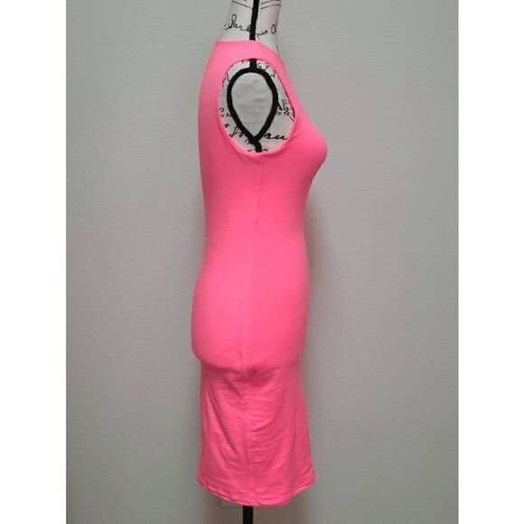 💗 HOT MIAMI STYLES Neon Pink Sleeveless Bodycon Perfect Fit Dress SIZE XS - Picture 8 of 9